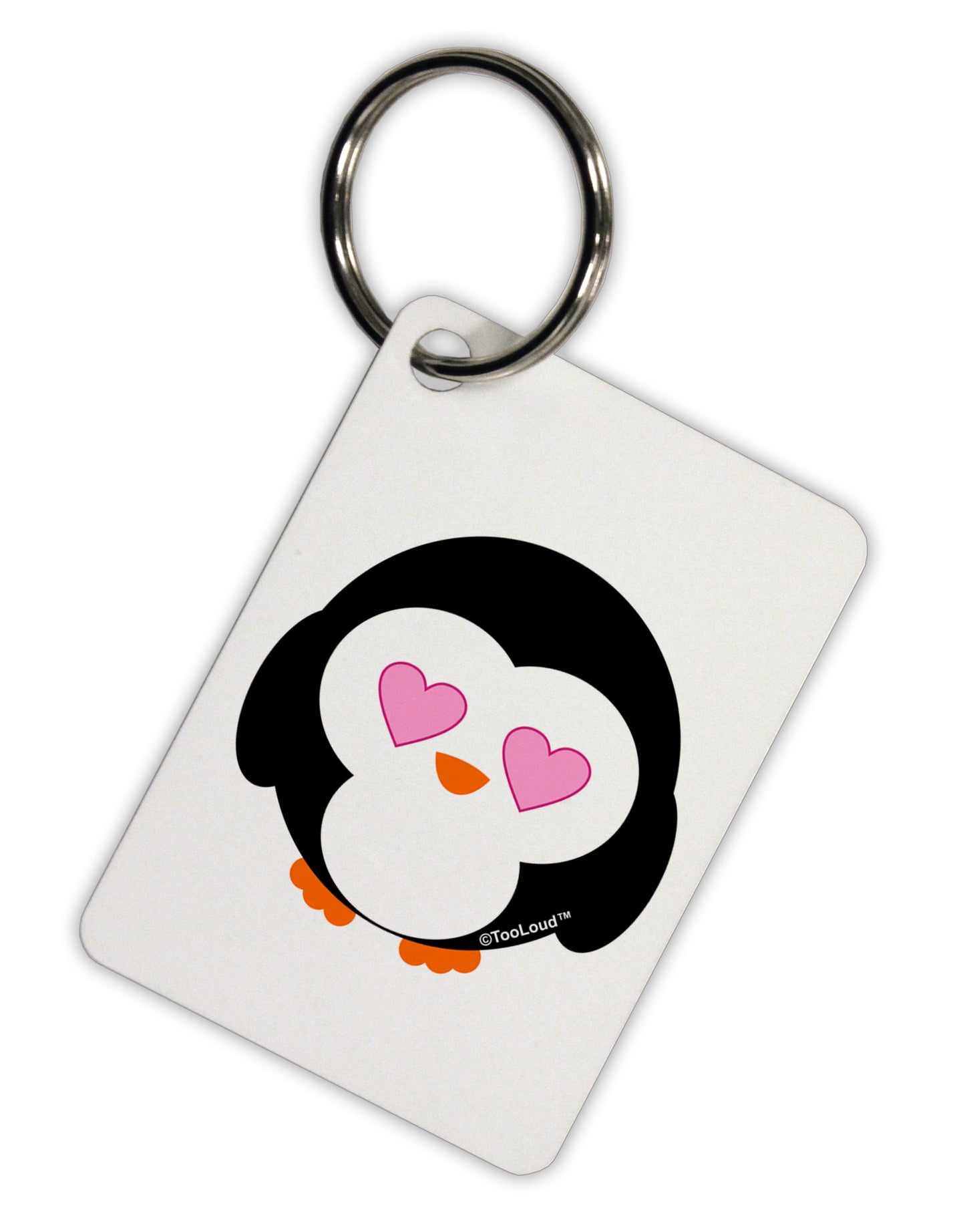 Cute Penguin - Heart Eyes Aluminum Keyring Tag by TooLoud-Keyring-TooLoud-White-Davson Sales