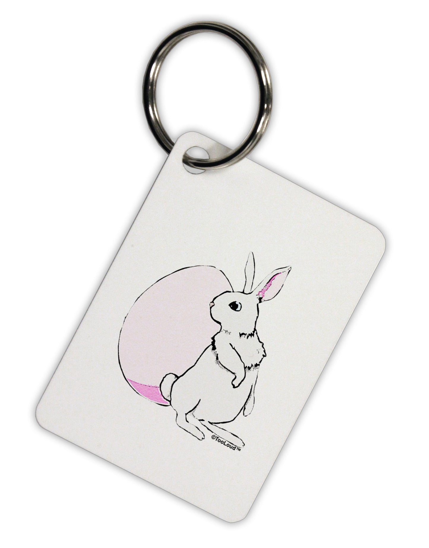 Easter Bunny and Egg Design Aluminum Keyring Tag by TooLoud-Keyring-TooLoud-White-Davson Sales