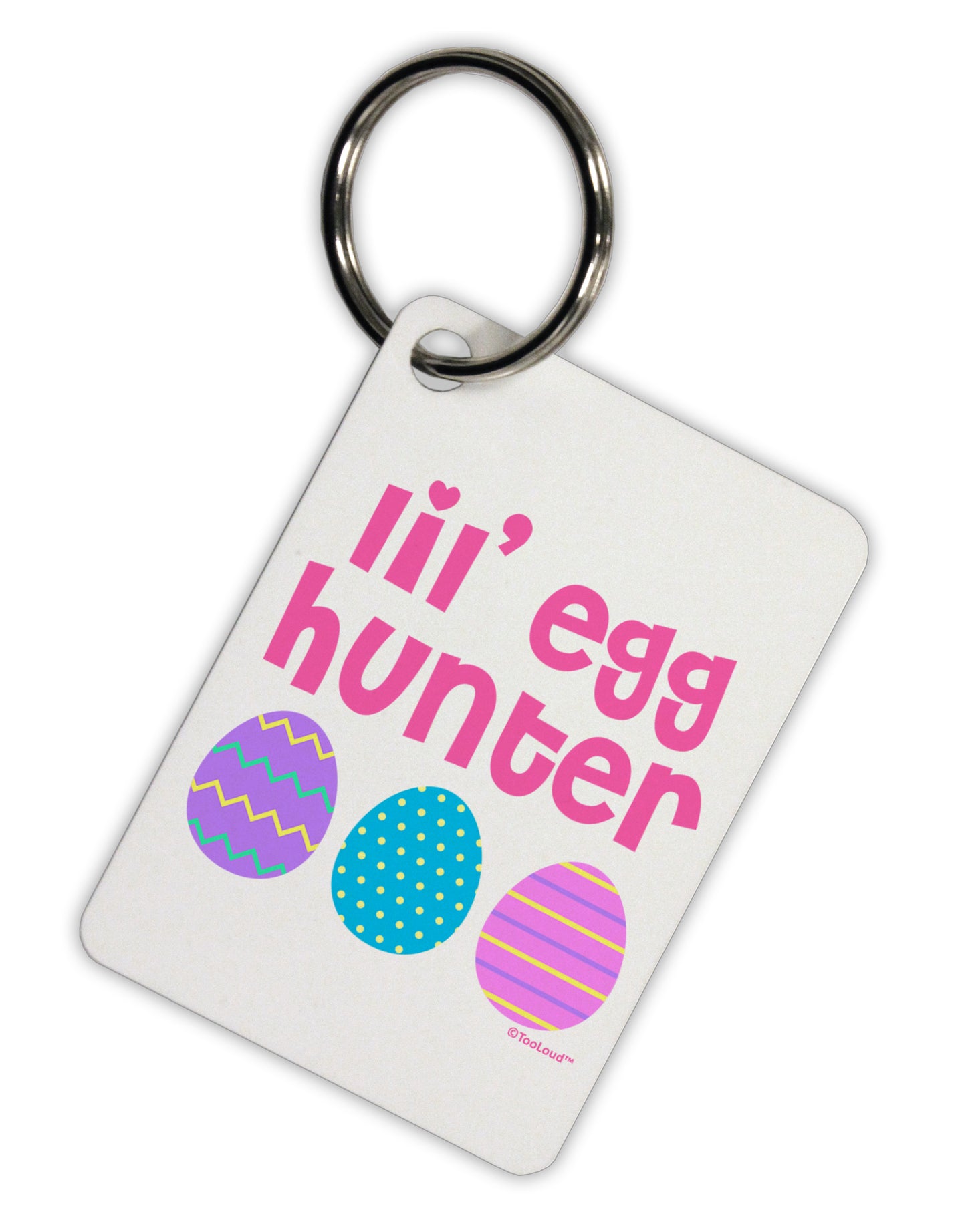 Lil' Egg Hunter - Easter - Pink Aluminum Keyring Tag by TooLoud-Keyring-TooLoud-White-Davson Sales