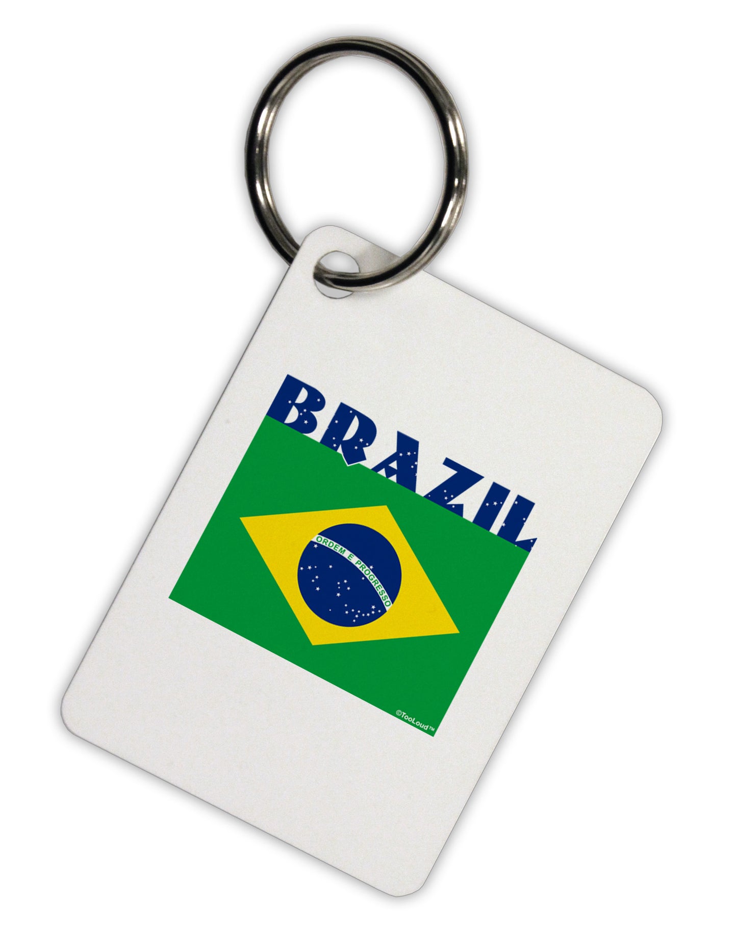 Brazil Flag Aluminum Keyring Tag-Keyring-TooLoud-White-Davson Sales