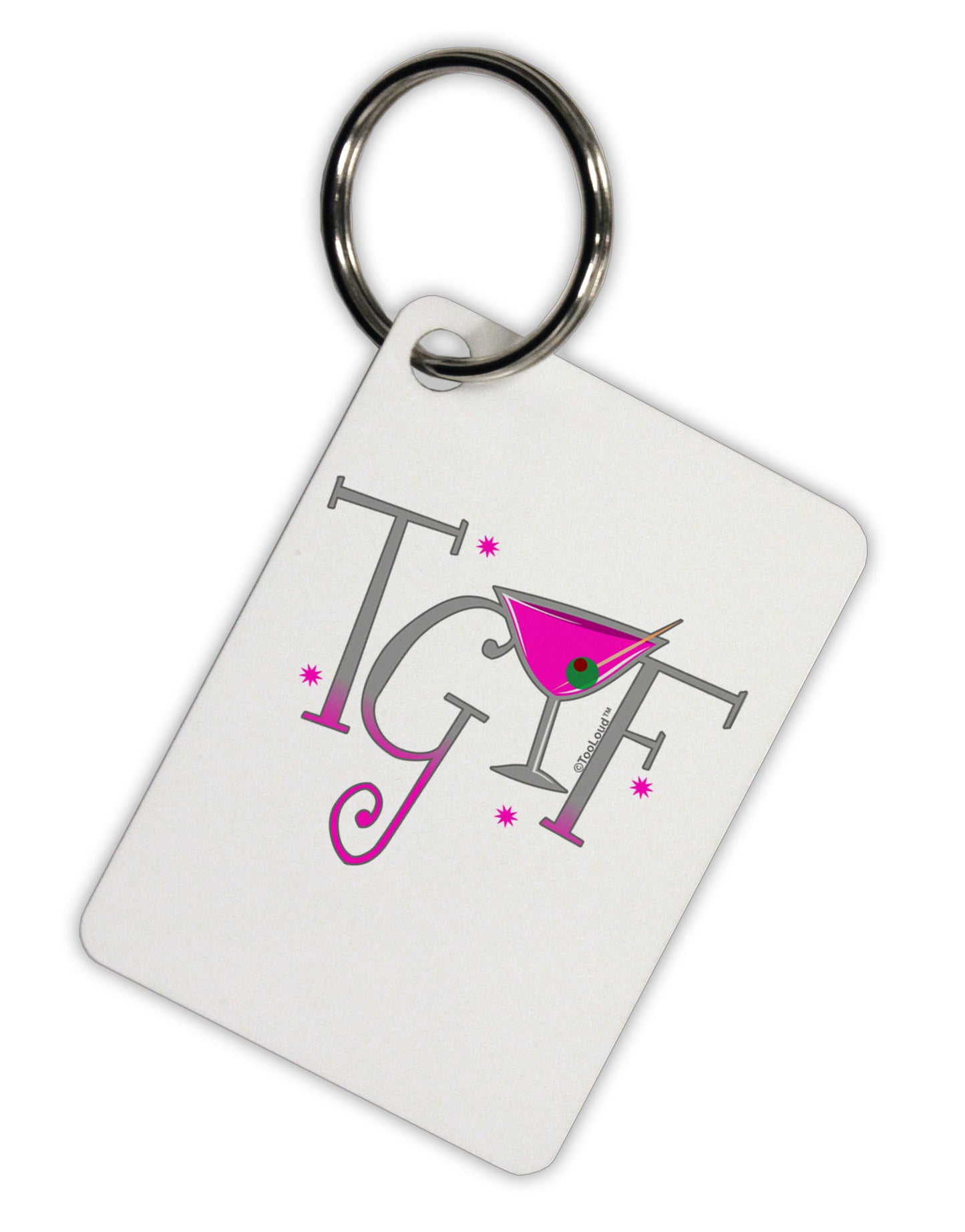 TGIF Martini Aluminum Keyring Tag-Keyring-TooLoud-White-Davson Sales