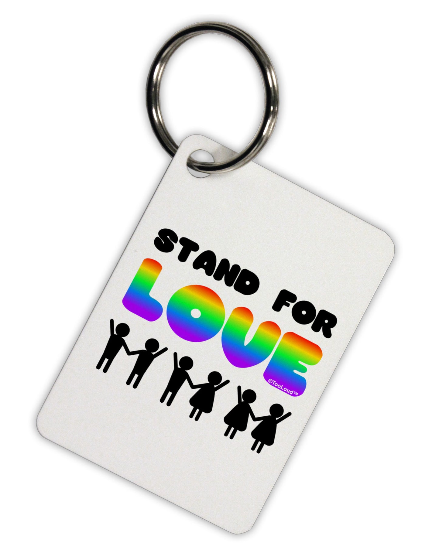 Stand For Love Rainbow Aluminum Keyring Tag-Keyring-TooLoud-White-Davson Sales