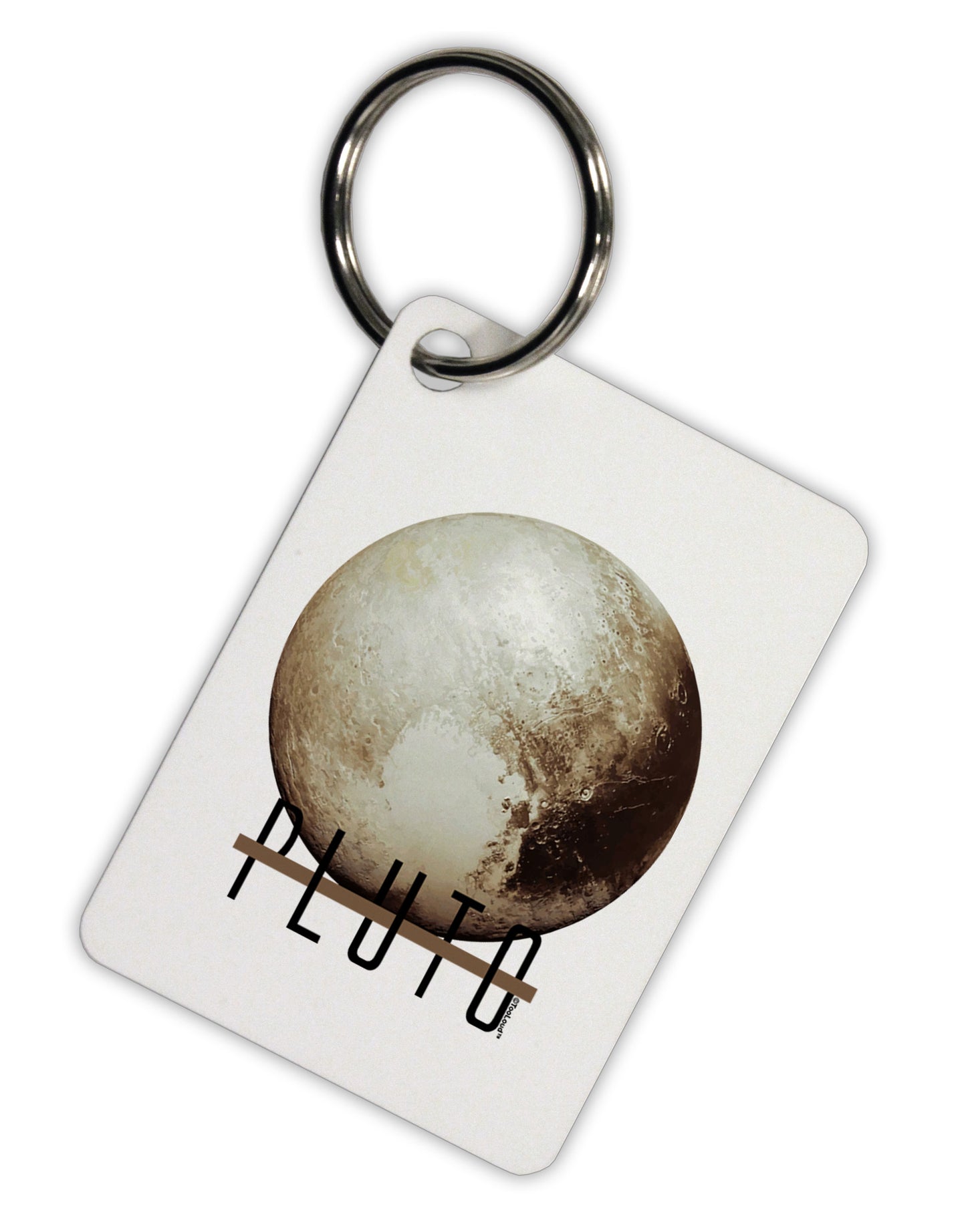 Planet Pluto Text Aluminum Keyring Tag by TooLoud-Keyring-TooLoud-White-Davson Sales