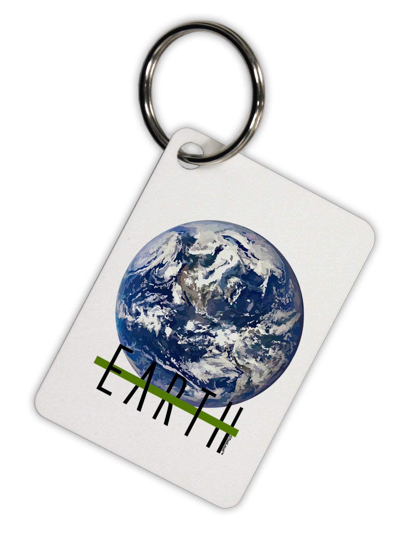 Planet Earth Text Aluminum Keyring Tag by TooLoud-Keyring-TooLoud-White-Davson Sales