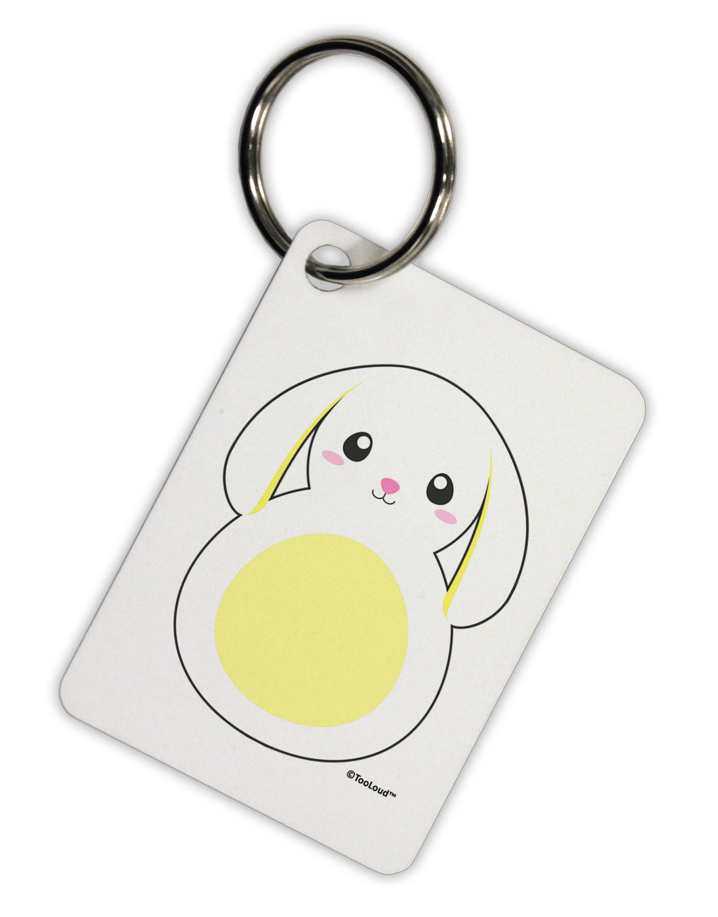 Cute Bunny with Floppy Ears - Yellow Aluminum Keyring Tag by TooLoud-Keyring-TooLoud-White-Davson Sales