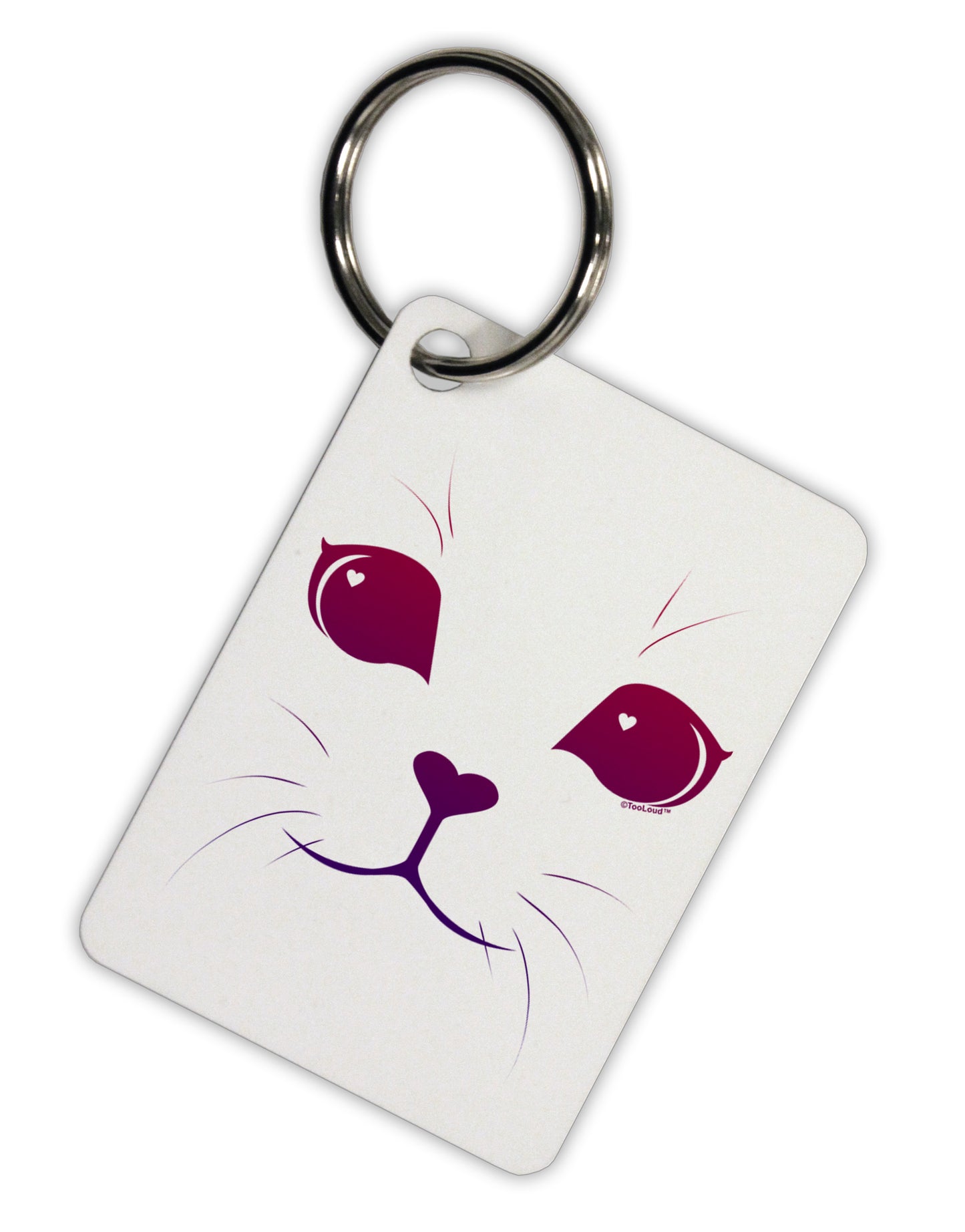 Heart Kitten Aluminum Keyring Tag by TooLoud-Keyring-TooLoud-White-Davson Sales