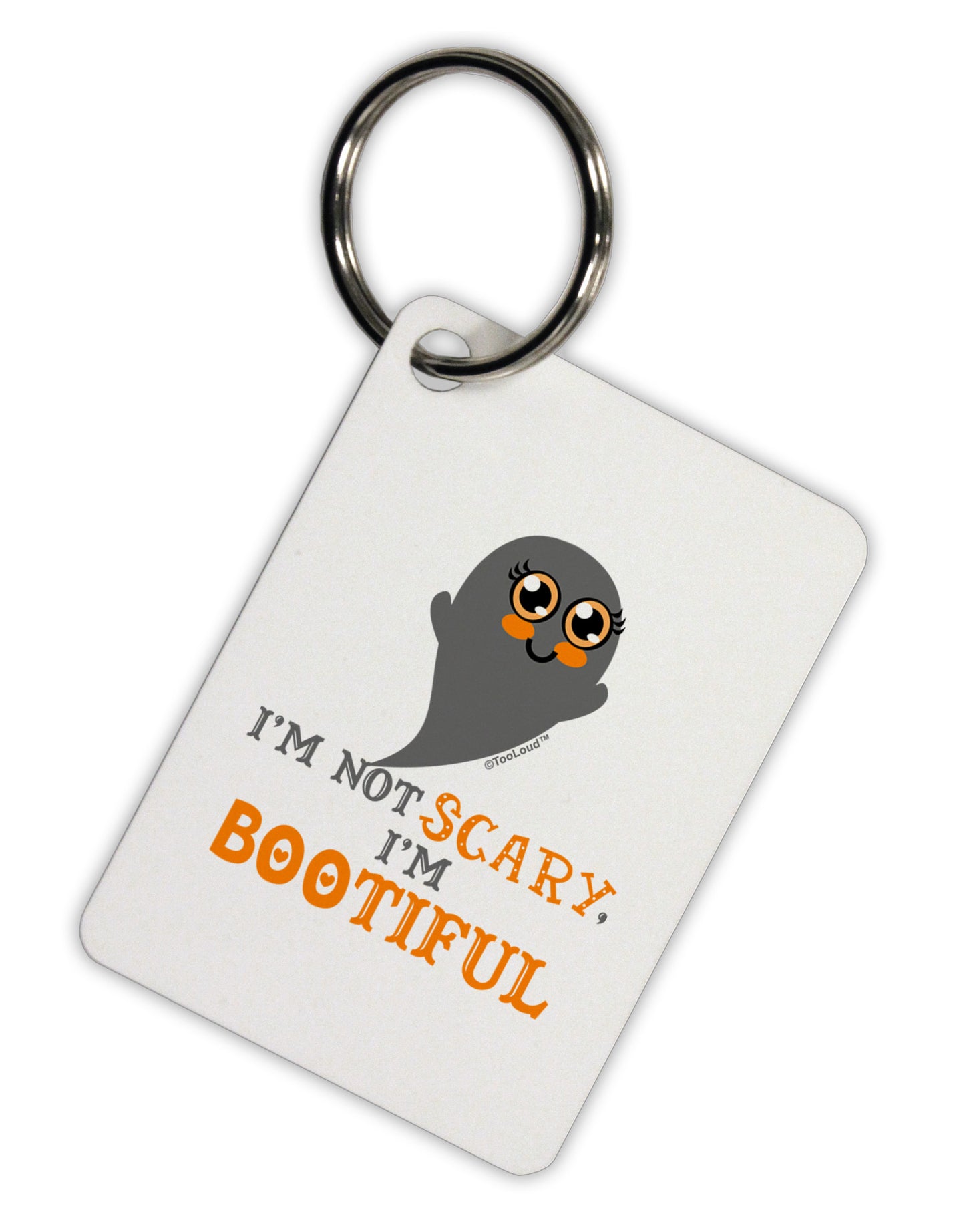 BOOtiful Ghost Orange Aluminum Keyring Tag-Keyring-TooLoud-White-Davson Sales