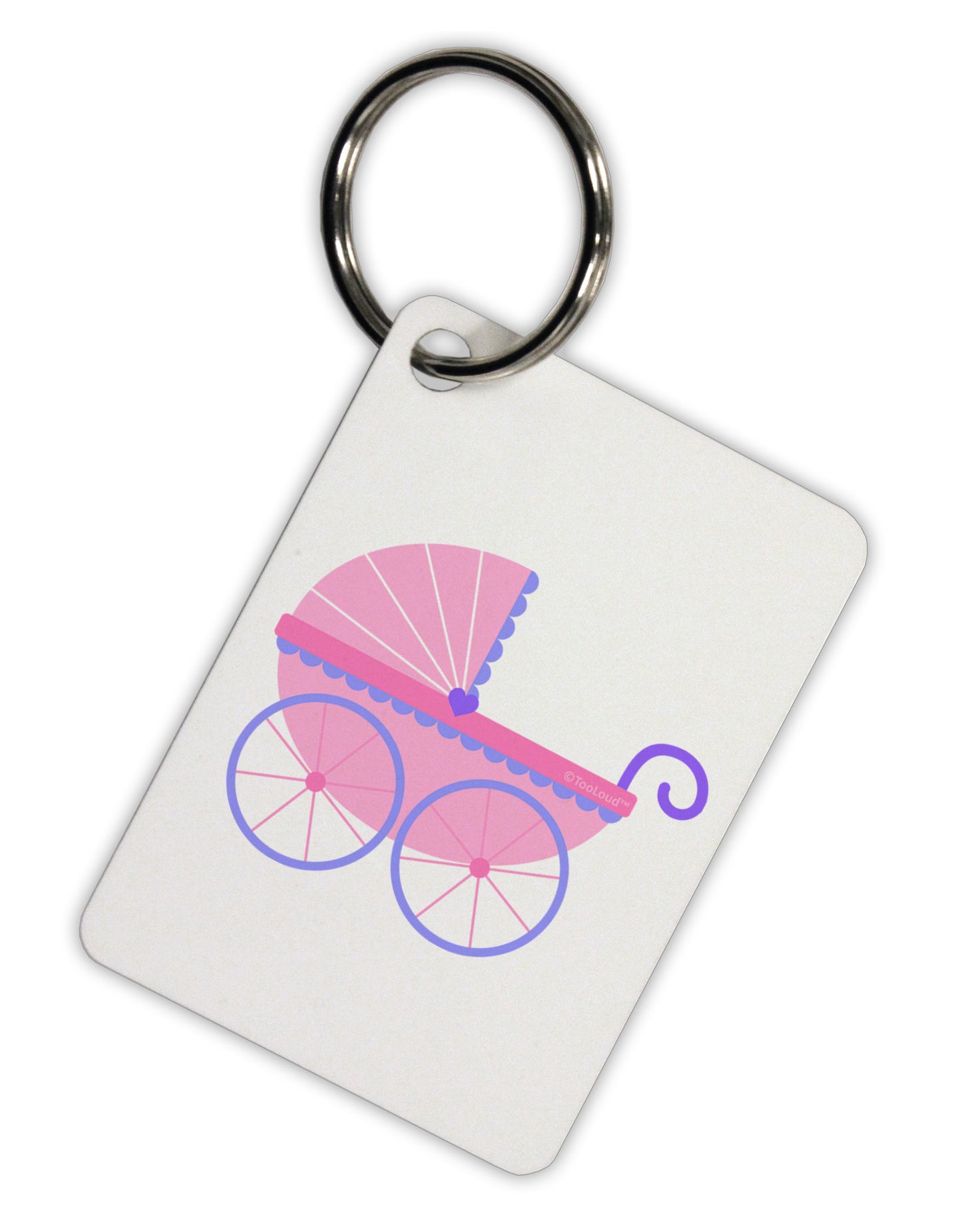 Baby Girl Carriage Aluminum Keyring Tag-Keyring-TooLoud-White-Davson Sales