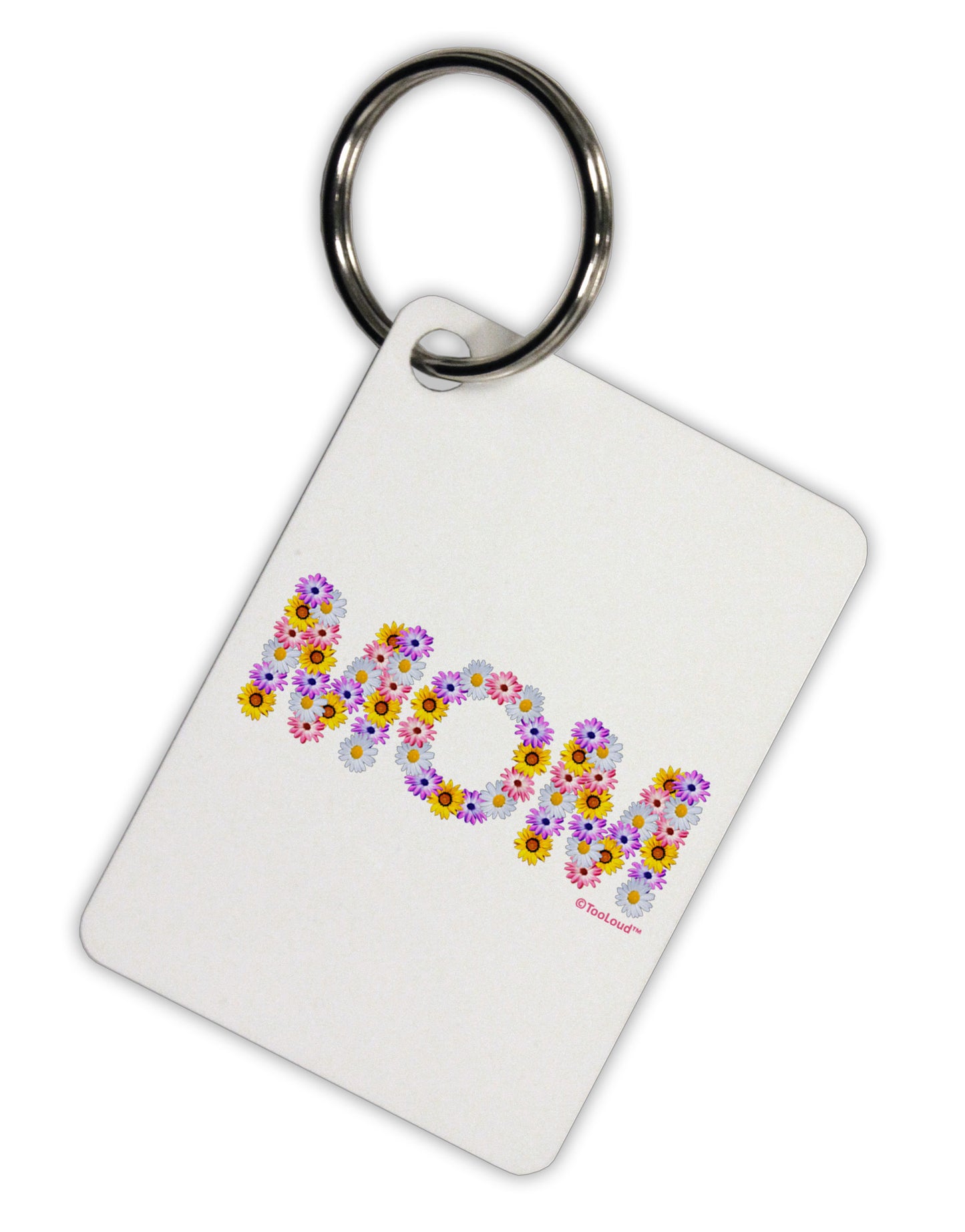 Mom Flowers Design Aluminum Keyring Tag by TooLoud-Keyring-TooLoud-White-Davson Sales