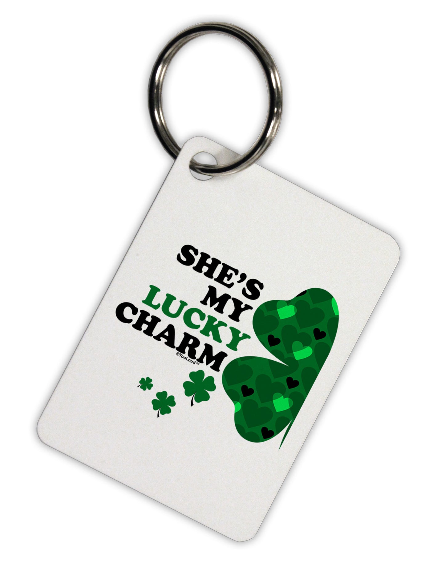 She's My Lucky Charm - Left Aluminum Keyring Tag-Keyring-TooLoud-White-Davson Sales