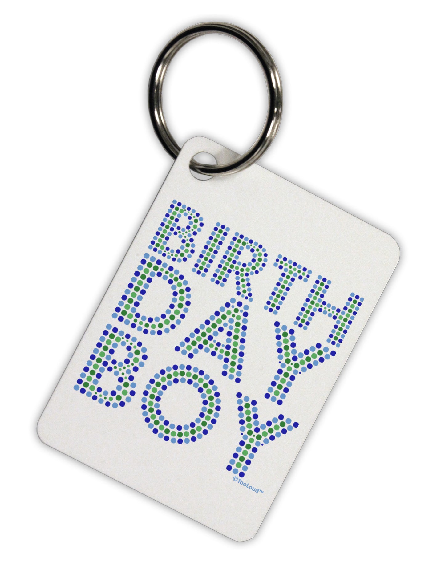 Birthday Boy - Blue and Green Dots Aluminum Keyring Tag by TooLoud-Keyring-TooLoud-White-Davson Sales