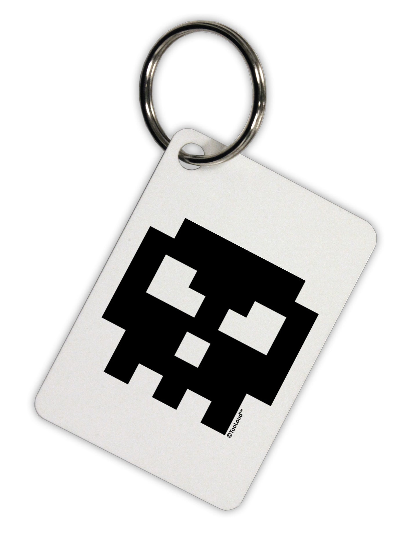 Retro 8-Bit Skull Aluminum Keyring Tag-Keyring-TooLoud-White-Davson Sales