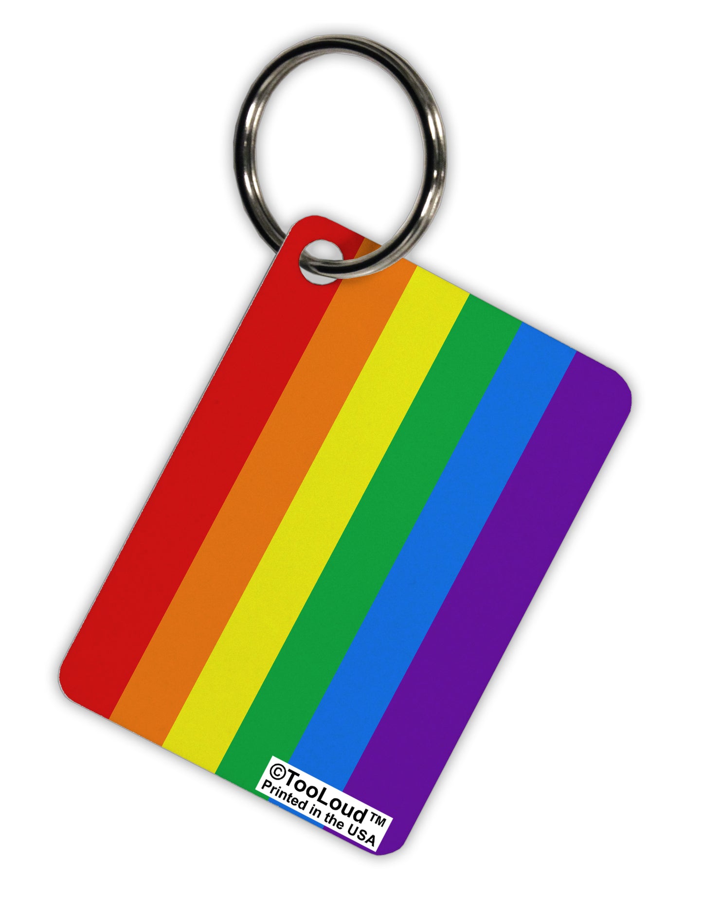 Rainbow Vertical Gay Pride Flag Aluminum Keyring Tag All Over Print by TooLoud-TooLoud-White-Davson Sales