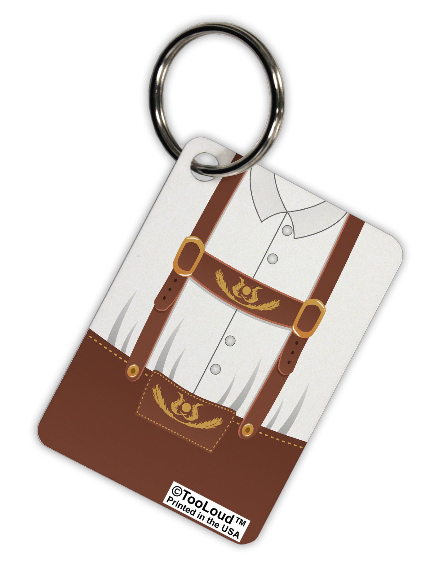 Lederhosen Costume Brown Aluminum Keyring Tag All Over Print by TooLoud-Keyring-TooLoud-White-Davson Sales
