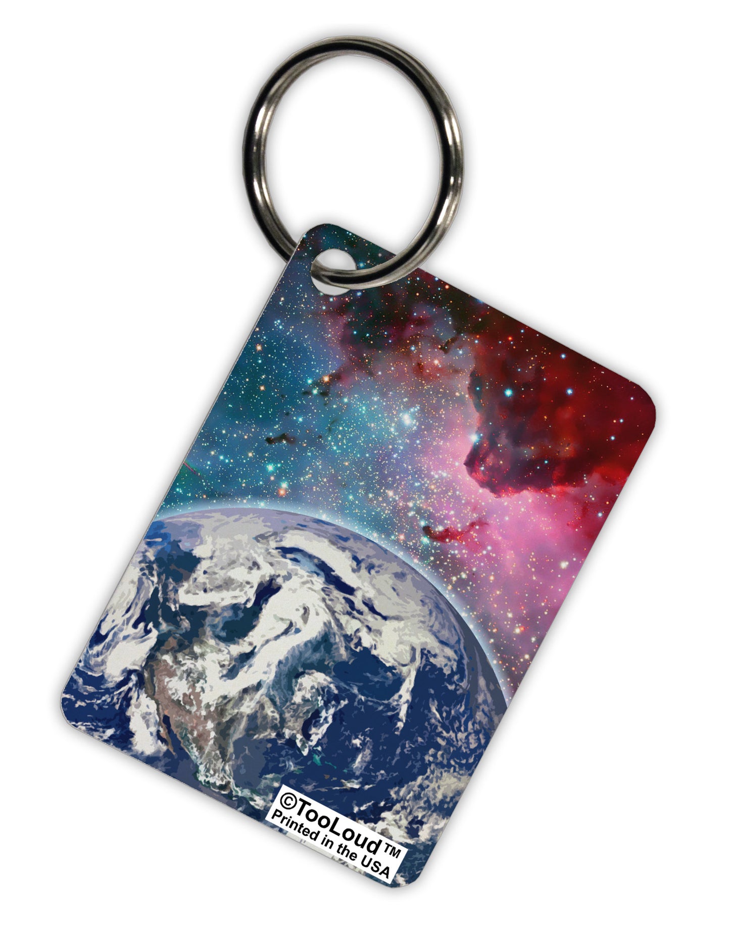 Fantasy Galactic Earth All Over Aluminum Keyring Tag All Over Print by TooLoud-Keyring-TooLoud-White-Davson Sales