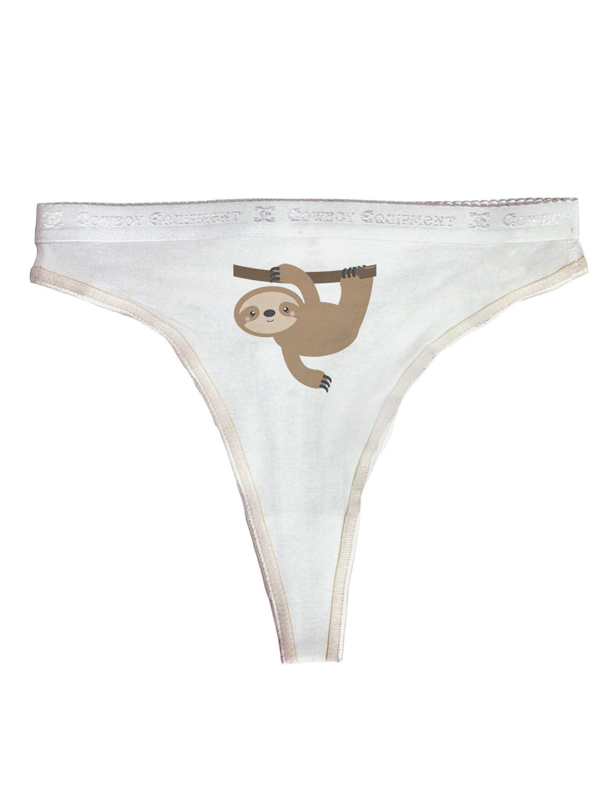 Cute Hanging Sloth Womens Thong Underwear-Womens Thong-TooLoud-White-X-Small-Davson Sales