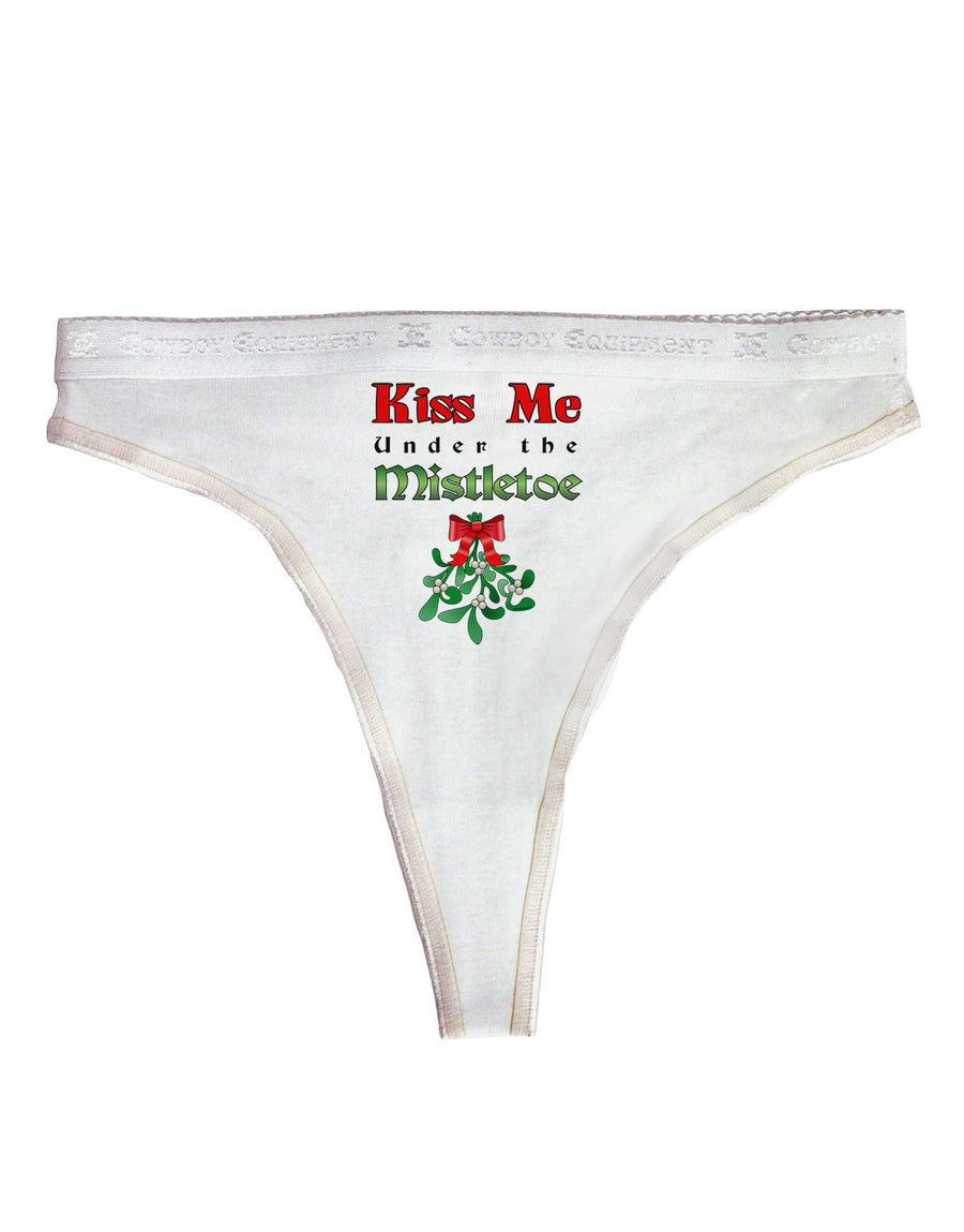 Kiss Me Under the Mistletoe Christmas Womens Thong Underwear-Womens Thong-TooLoud-White-X-Small-Davson Sales