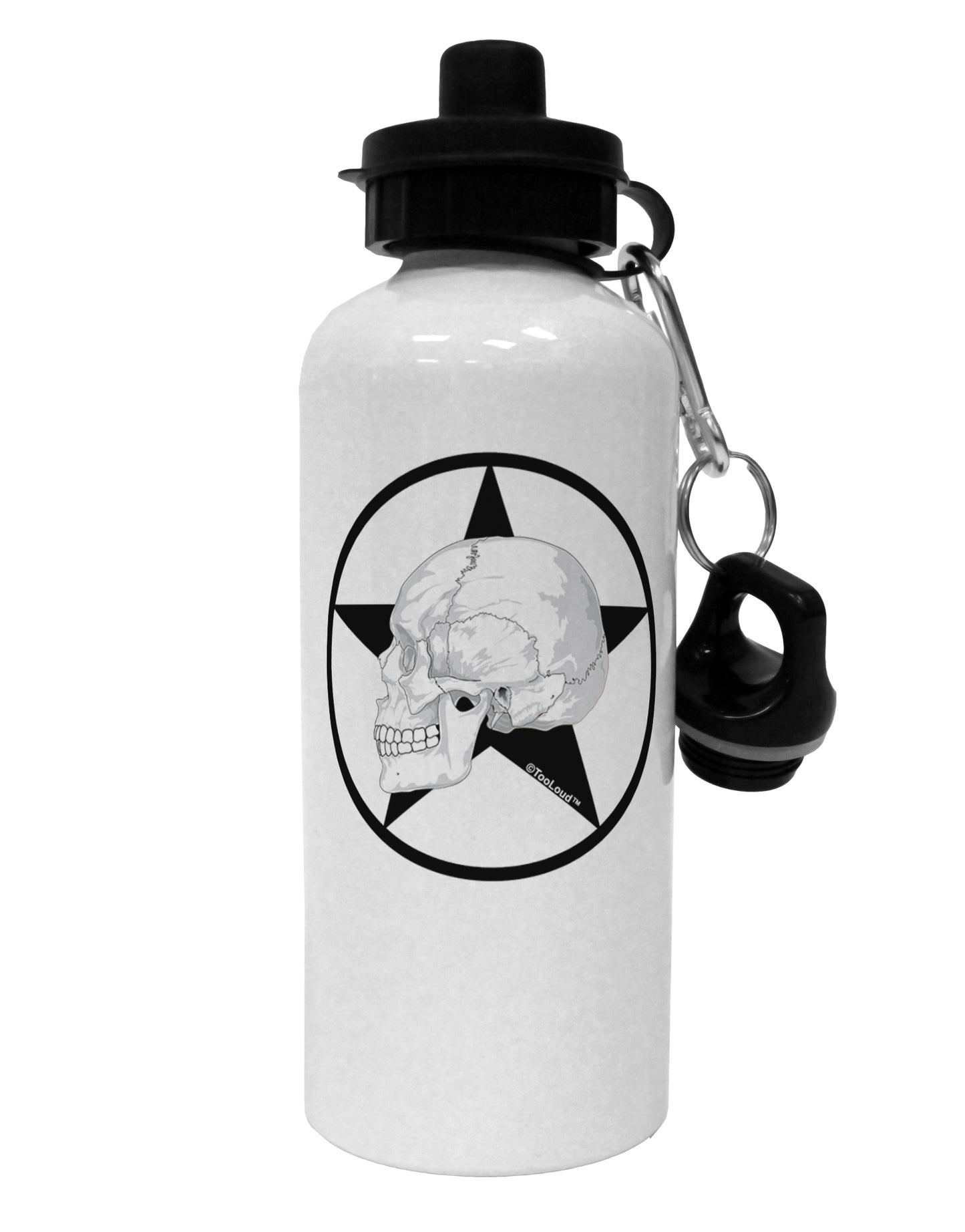 White Skull With Star Aluminum 600ml Water Bottle by TooLoud-Water Bottles-TooLoud-White-Davson Sales