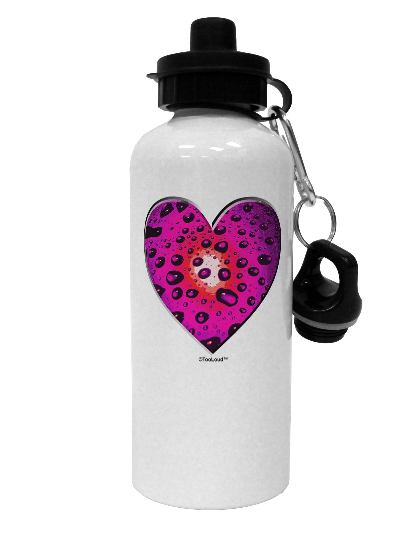 Water Droplet Heart Magenta Aluminum 600ml Water Bottle by TooLoud-Water Bottles-TooLoud-White-Davson Sales