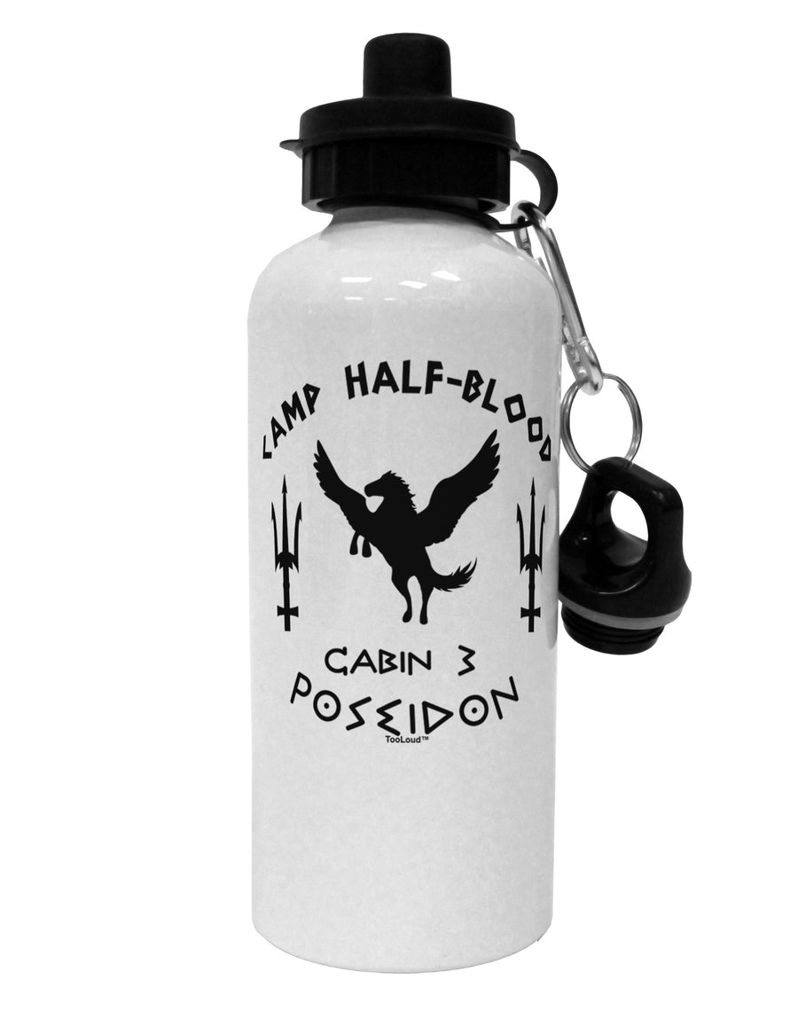 Cabin 3 Poseidon Camp Half Blood Aluminum 600ml Water Bottle-Water Bottles-TooLoud-White-Davson Sales