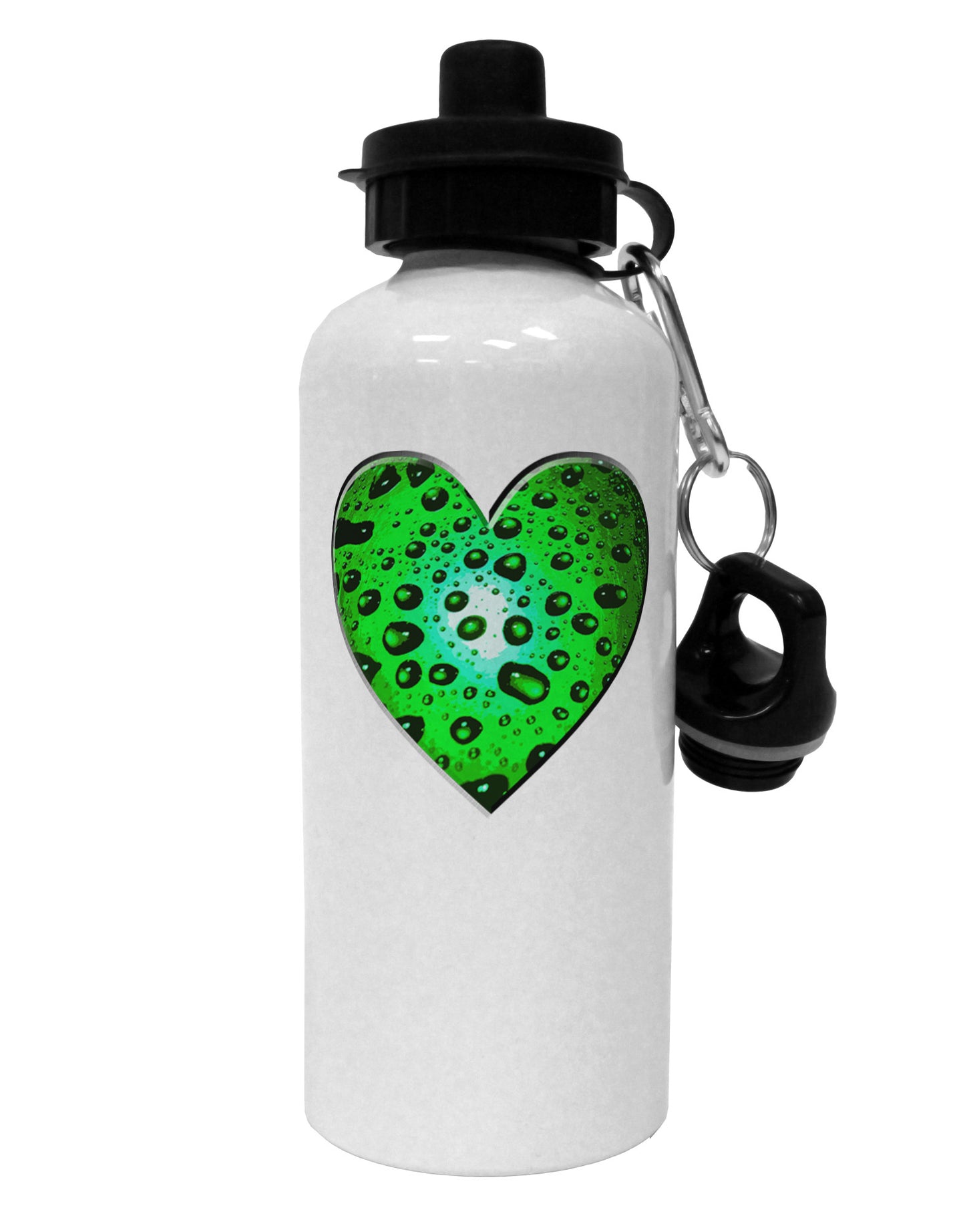 Water Droplet Heart Green Aluminum 600ml Water Bottle by TooLoud-Water Bottles-TooLoud-White-Davson Sales