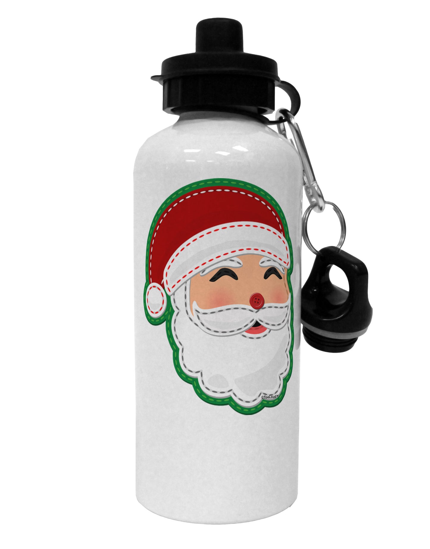 Cute Santa Claus Face Faux Applique Aluminum 600ml Water Bottle-Water Bottles-TooLoud-White-Davson Sales