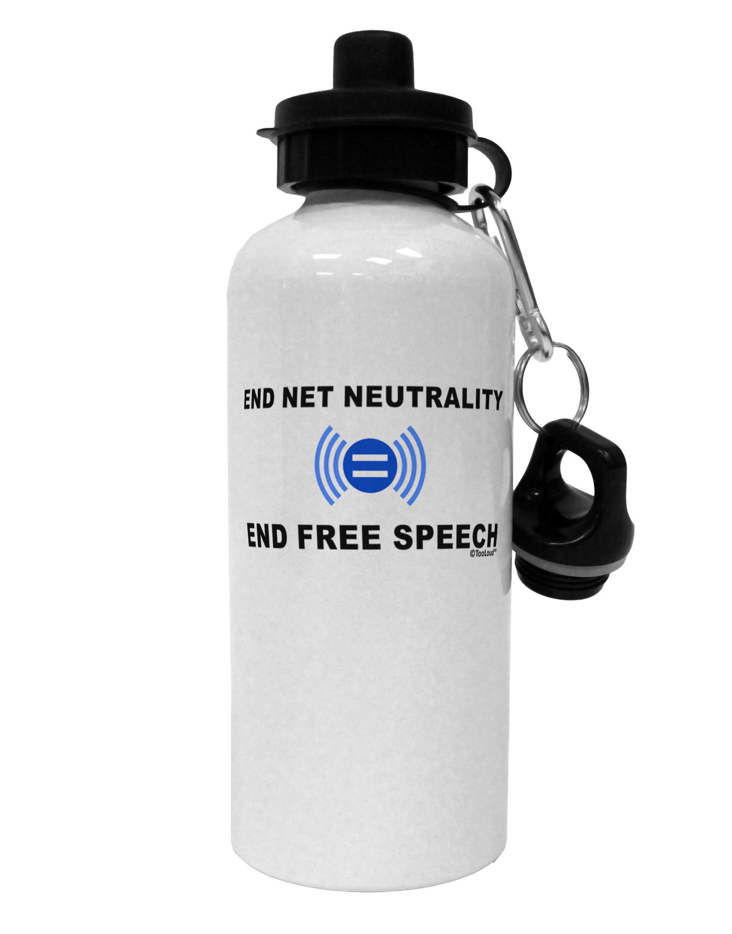 End Net Neutrality End Free Speech Aluminum 600ml Water Bottle-Water Bottles-TooLoud-White-Davson Sales