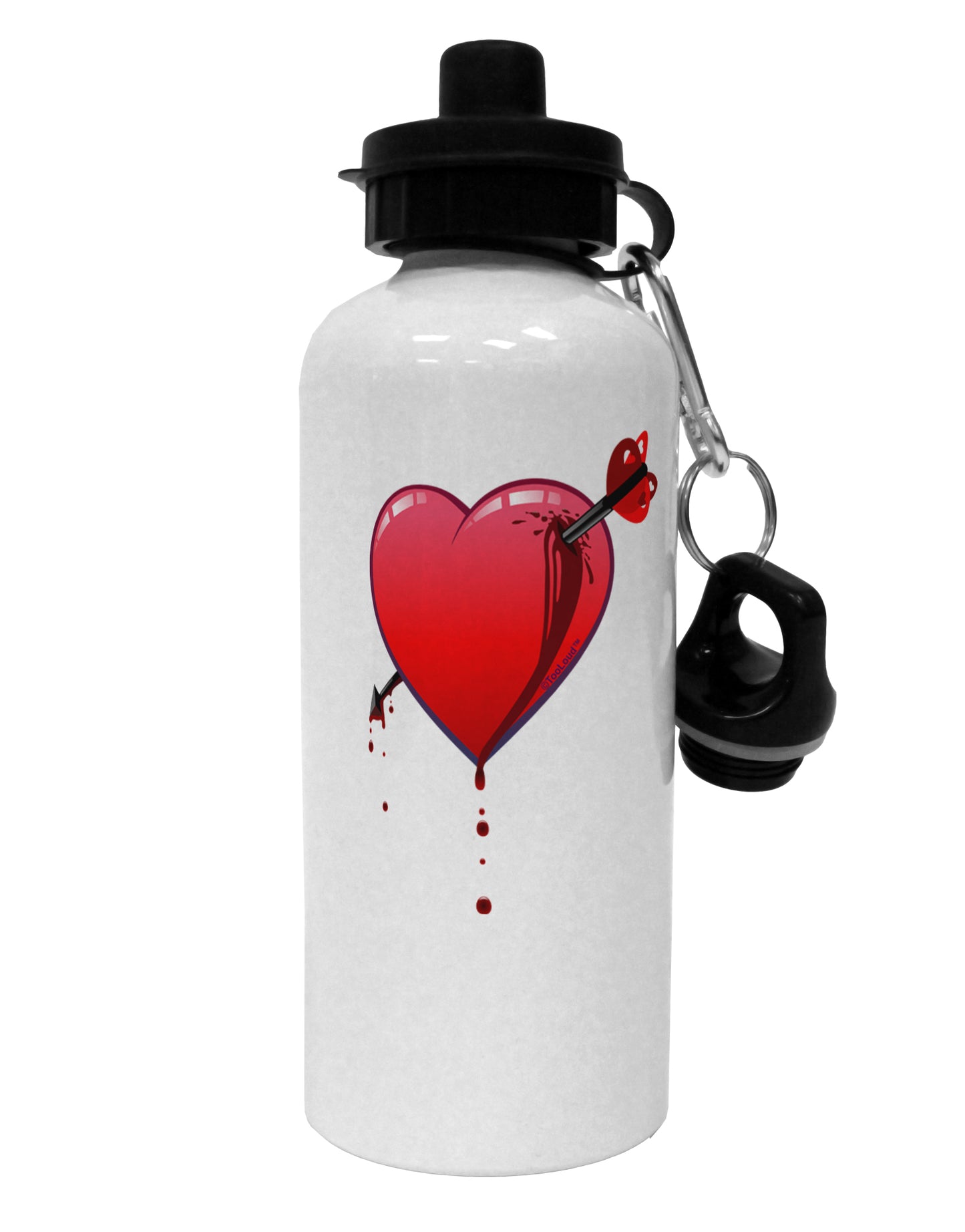 Shot Through the Heart Bleeding Aluminum 600ml Water Bottle by TooLoud-Water Bottles-TooLoud-White-Davson Sales