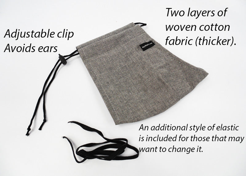 Adjustable Elastic Fabric Face Mask with Clasp (Won't Hurt Ears)-face mask-Any Mask-Grey-Davson Sales