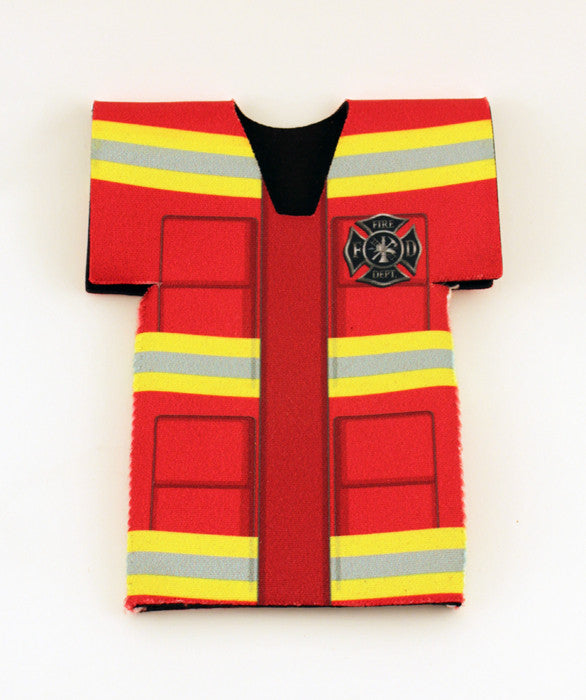 Firefighter Jersey Bottle Coozie-Davson Sales-Red-Davson Sales