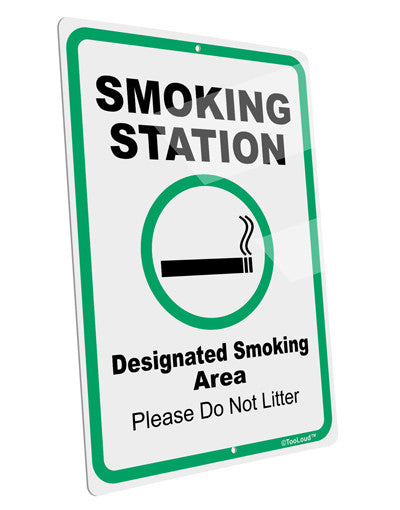 Smoking Station Area Large Aluminum Sign 12 x 18" - Portrait-Aluminum Sign-TooLoud-Davson Sales