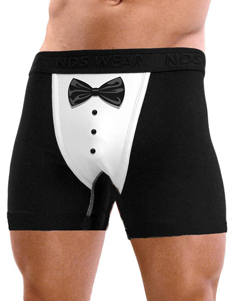 Mens Sexy Tuxedo Boxer Brief Underwear with Optional PERSONALIZED Backprint-Boxer Briefs-NDS Wear-Black with White-Small-Davson Sales