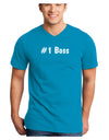 #1 Boss Text - Boss Day Adult Dark V-Neck T-Shirt-men's v-neck-TooLoud-Turquoise-Small-Davson Sales