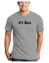 #1 Boss Text - Boss Day Adult V-Neck T-shirt-Mens V-Neck T-Shirt-TooLoud-HeatherGray-Small-Davson Sales