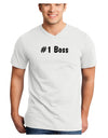 #1 Boss Text - Boss Day Adult V-Neck T-shirt-Mens V-Neck T-Shirt-TooLoud-White-Small-Davson Sales
