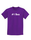 #1 Boss Text - Boss Day Childrens Dark T-Shirt-Childrens T-Shirt-TooLoud-Purple-X-Small-Davson Sales