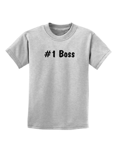 #1 Boss Text - Boss Day Childrens T-Shirt-Childrens T-Shirt-TooLoud-AshGray-X-Small-Davson Sales