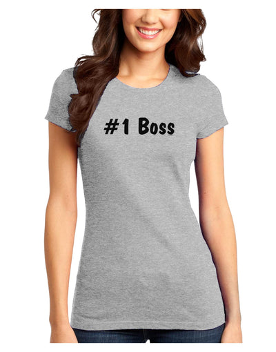 #1 Boss Text - Boss Day Juniors T-Shirt-Womens Juniors T-Shirt-TooLoud-Ash-Gray-Juniors Fitted XS-Davson Sales