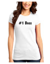 #1 Boss Text - Boss Day Juniors T-Shirt-Womens Juniors T-Shirt-TooLoud-White-Juniors Fitted XS-Davson Sales