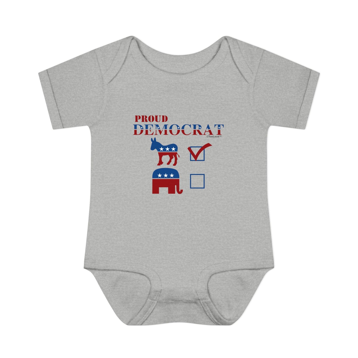 Proud Democrat Checkmark Baby Romper Bodysuit by TOOLOUD