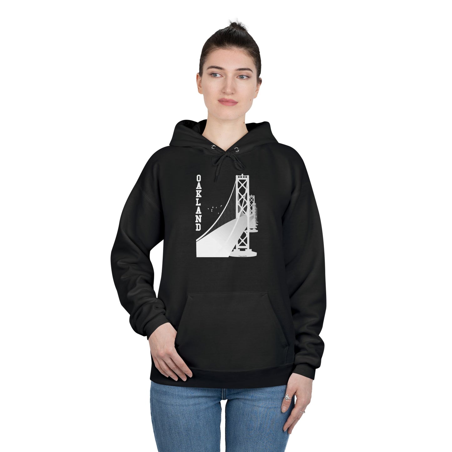 Oakland Text Bay Bridge Dark Pullover Hoodie Sweatshirt by TOOLOUD