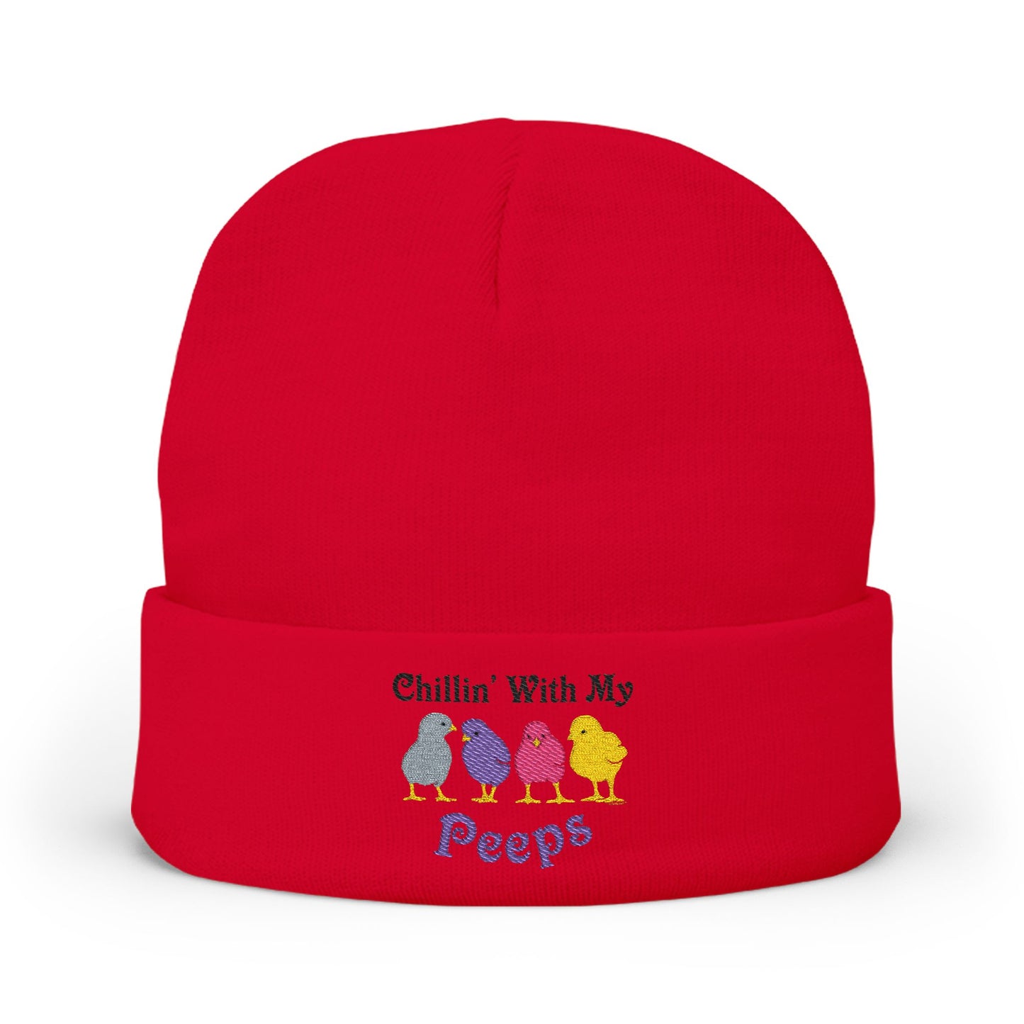 Chillin With My Peeps Embroidered Adult Knit Beanie Cap Hat by TOOLOUD
