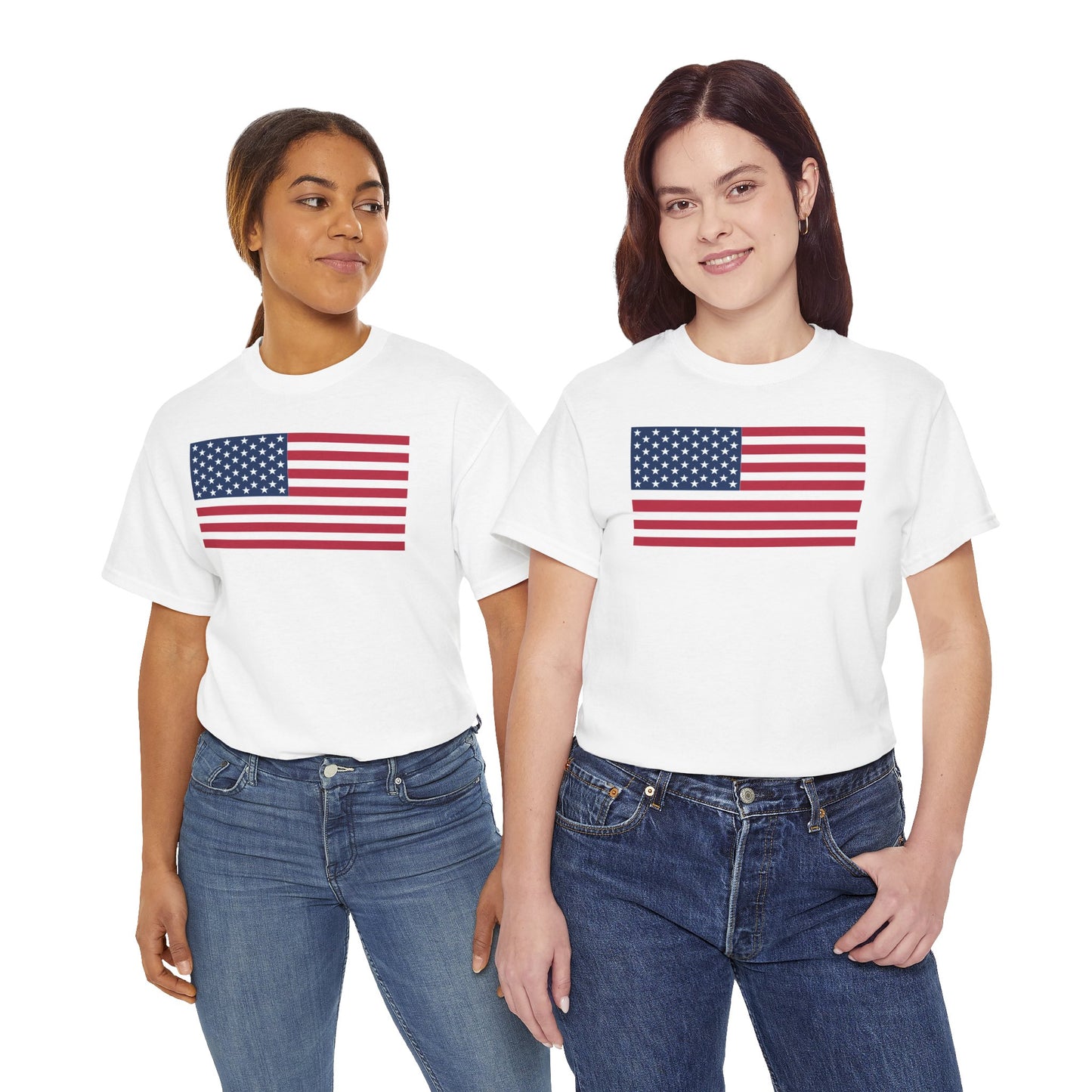 Patriotic American Flag Adult Cotton T-Shirt by TOOLOUD