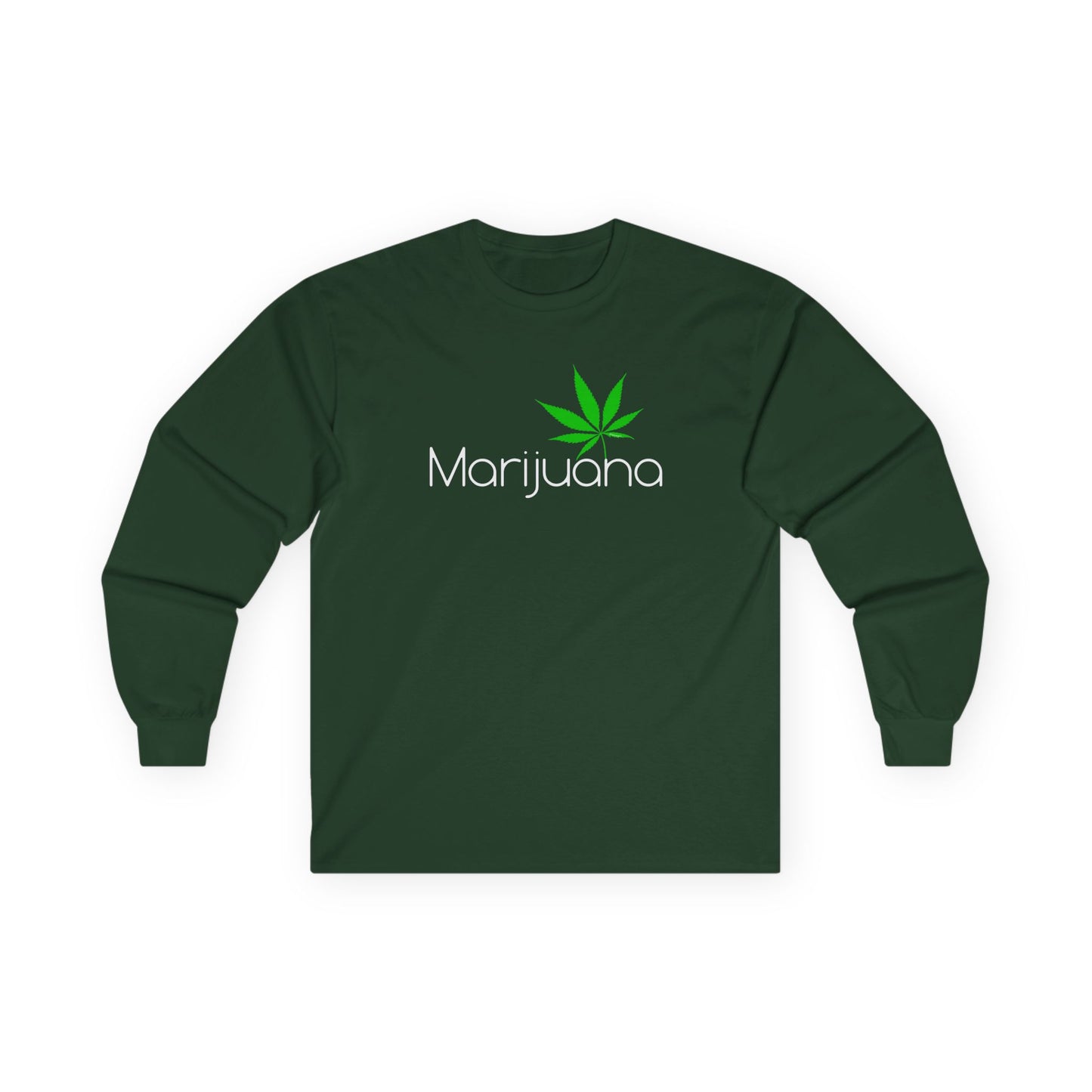 Marijuana Text and Leaf Adult Long Sleeve Dark T-Shirt by TOOLOUD