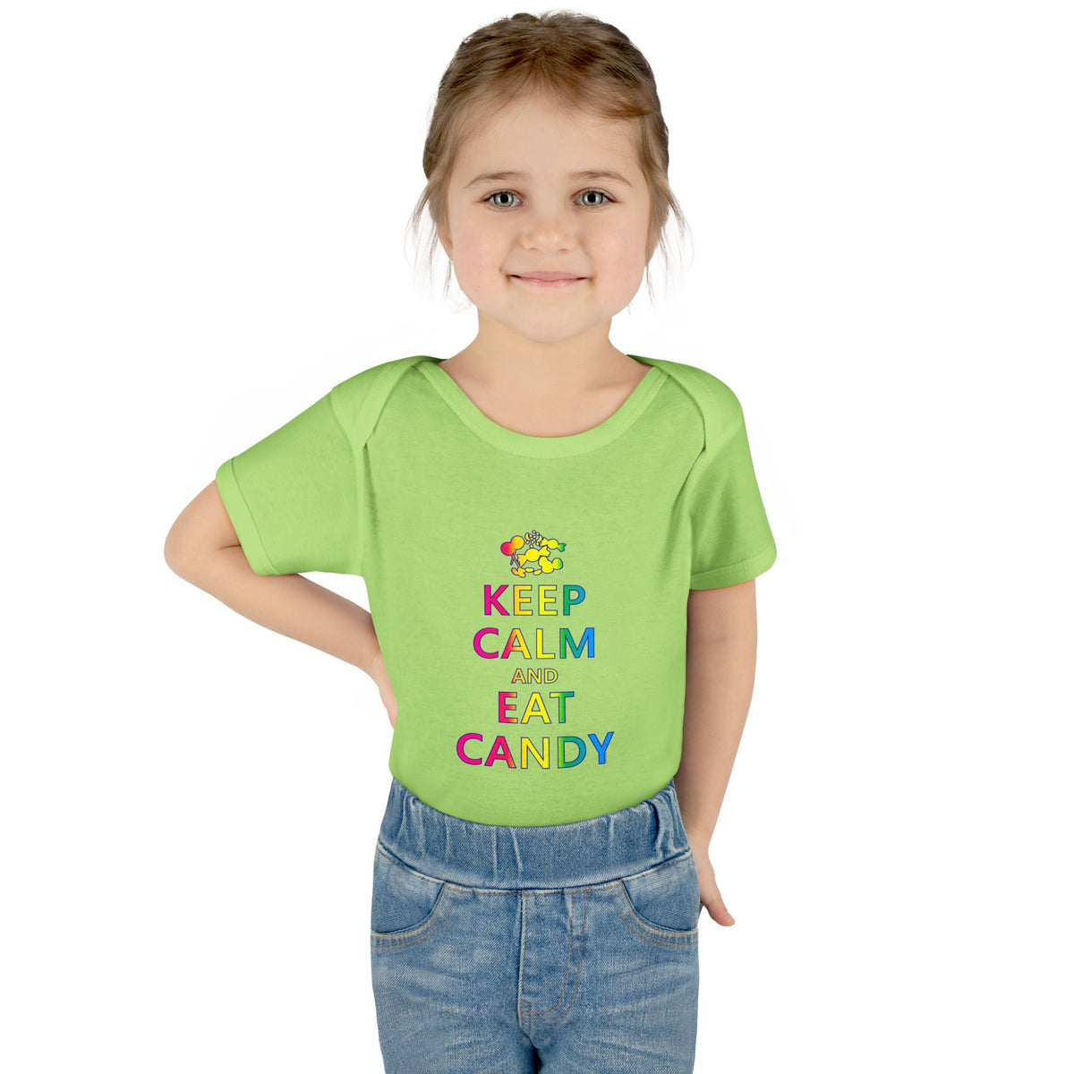 Keep Calm and Eat Candy Infant One Piece Bodysuit by TOOLOUD