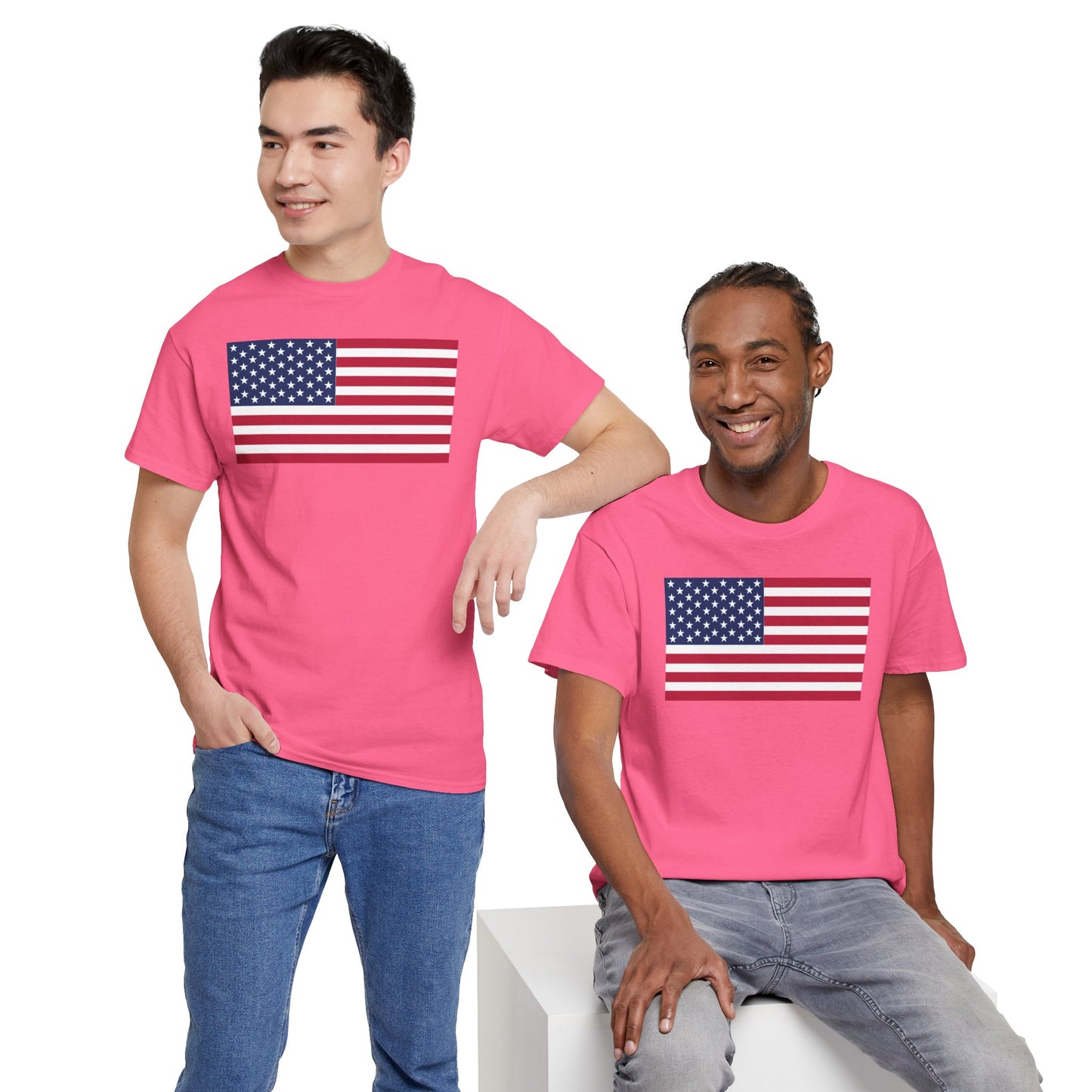 Patriotic American Flag Adult Cotton T-Shirt by TOOLOUD