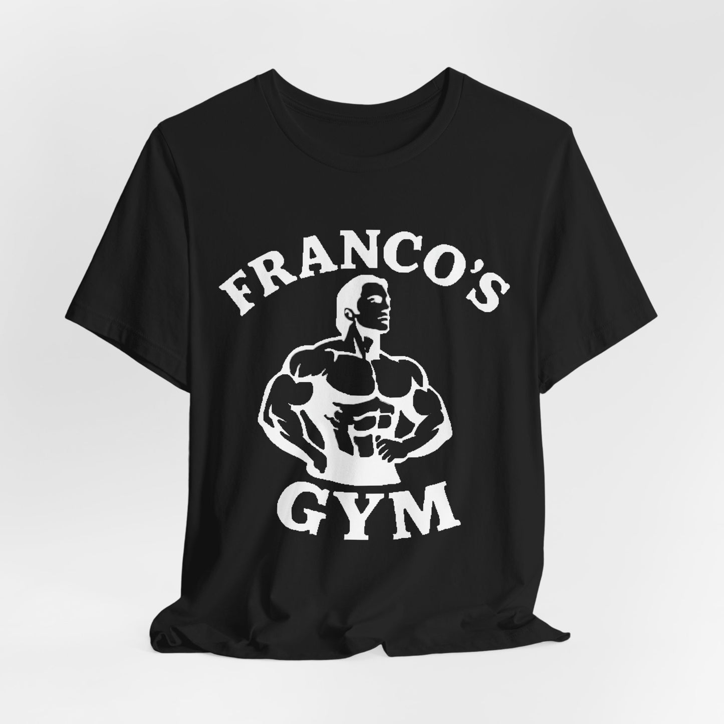 Franco’s Gym Retro Bodybuilder T-Shirt – Vintage 80s Fitness Style