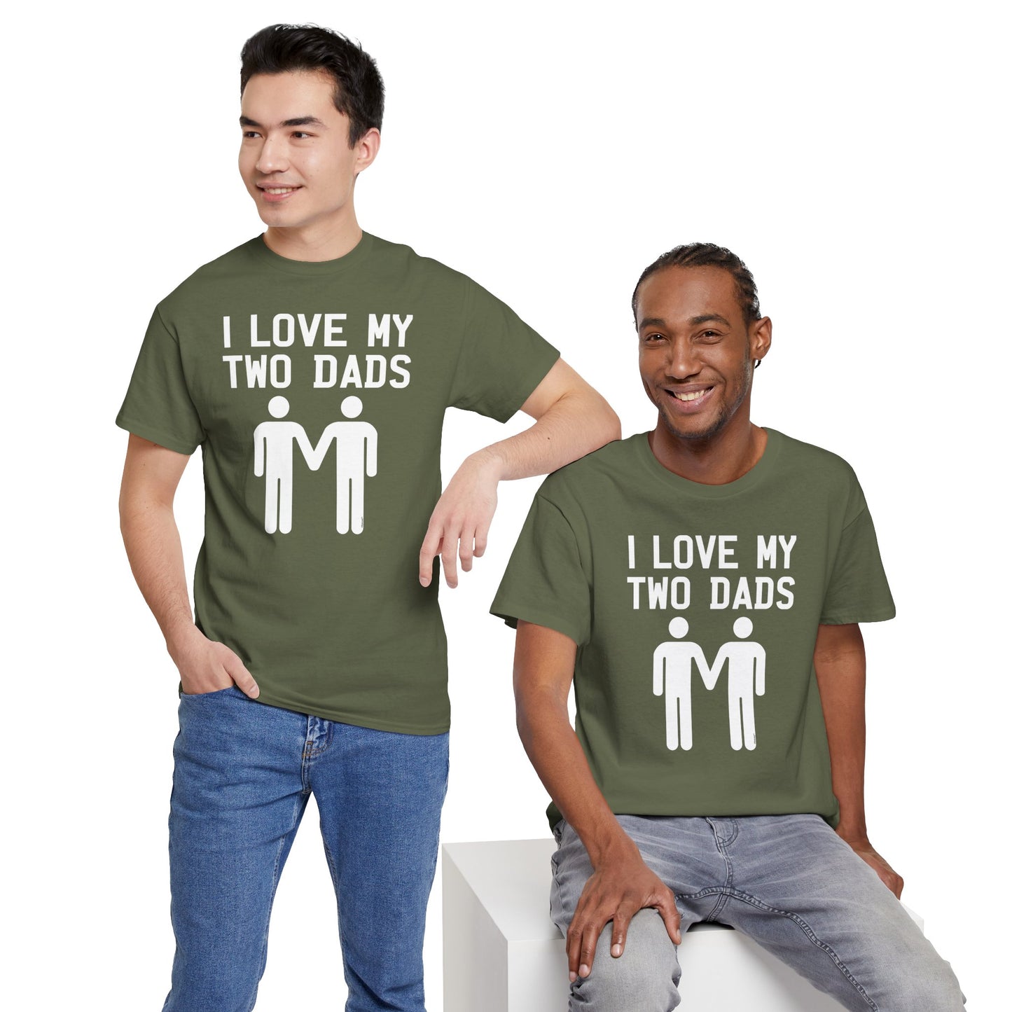 I Love My Two Dads Gay Fathers Unisex Dark T-Shirt by TOOLOUD