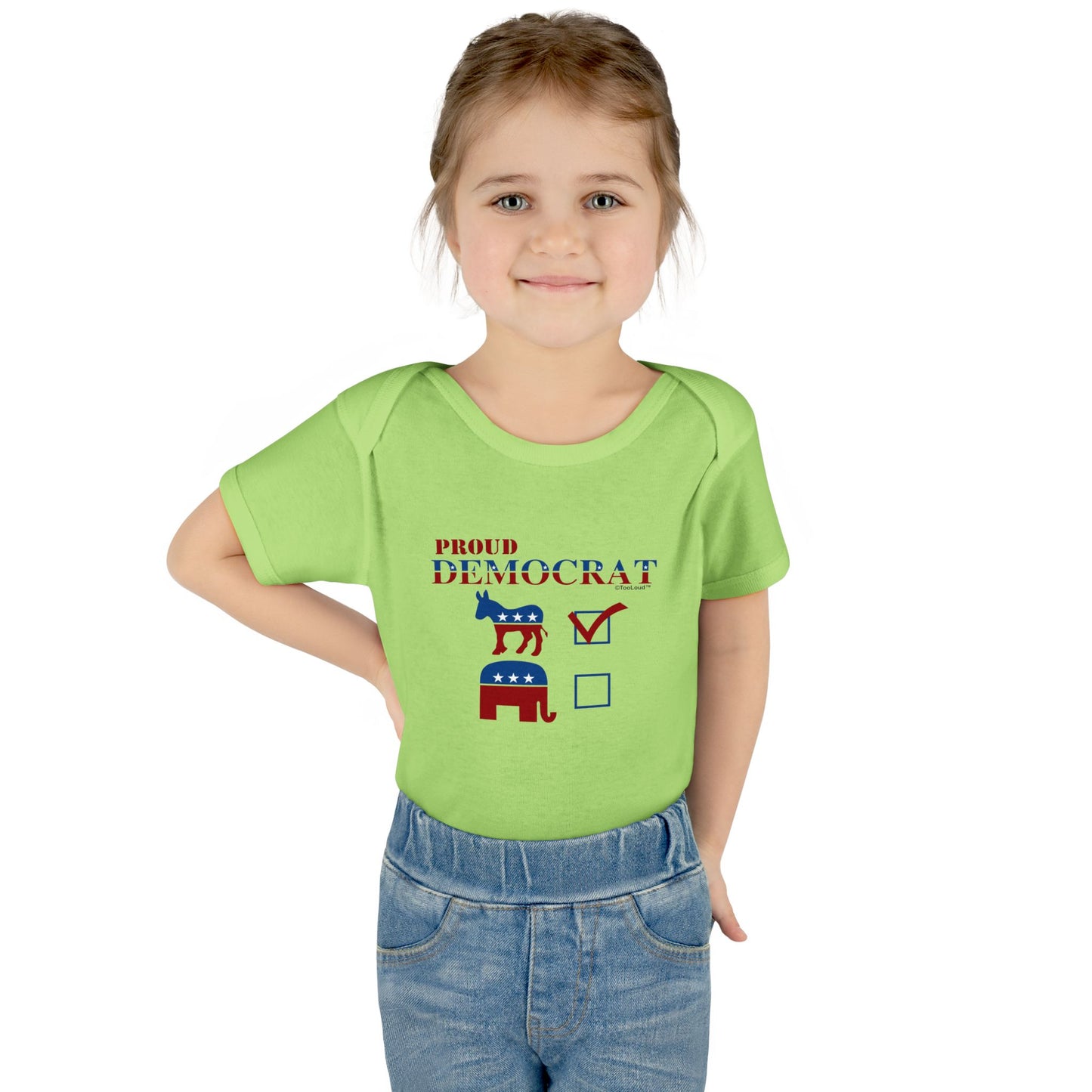 Proud Democrat Checkmark Baby Romper Bodysuit by TOOLOUD
