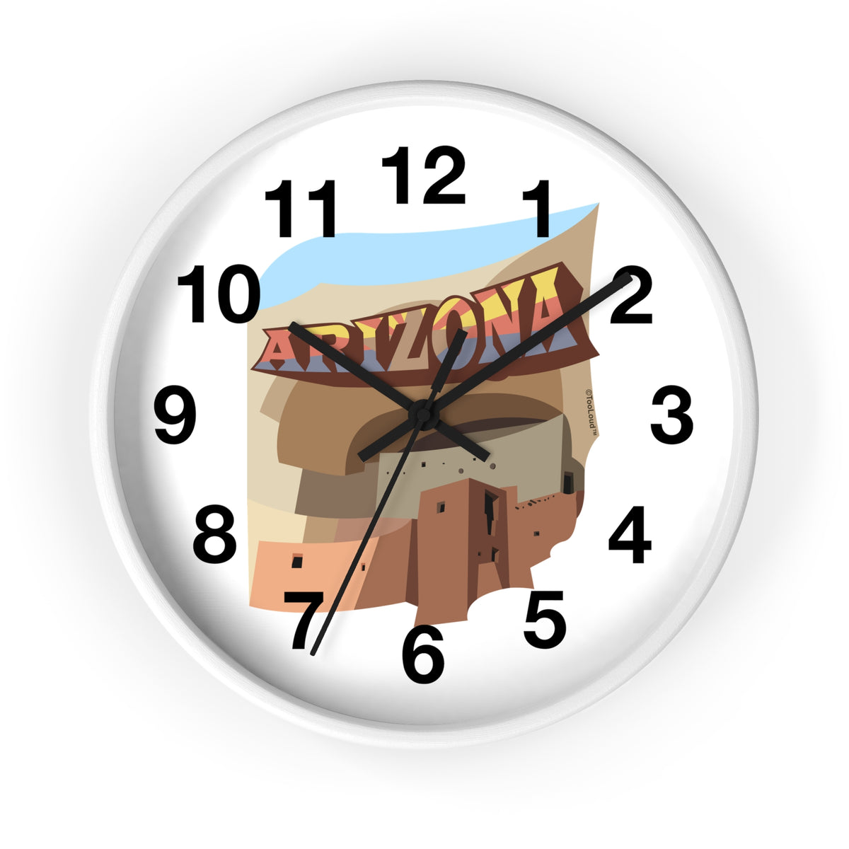 Arizona Montezuma Castle 10" Round Wall Clock with Numbers by TOOLOUD